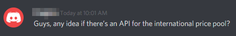 guys, any idea if theres an API for the international price pool?
